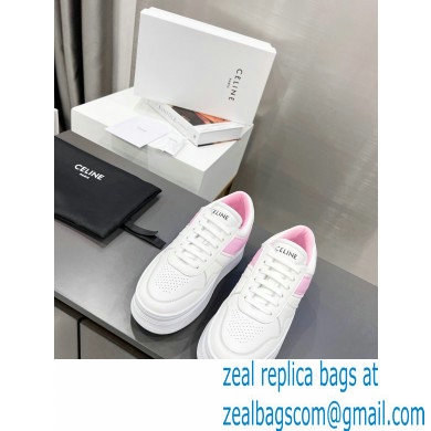 Celine Block Sneakers With Wedge OUTSOLE In Calfskin White/Pink 2023 - Click Image to Close