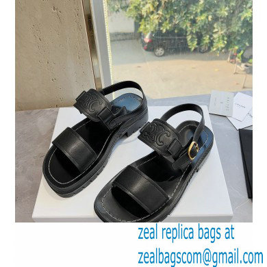 Celine CLEA TRIOMPHE Sandals In Calfskin Black 2023 - Click Image to Close