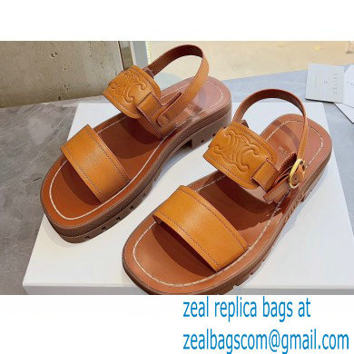 Celine CLEA TRIOMPHE Sandals In Calfskin Brown 2023 - Click Image to Close