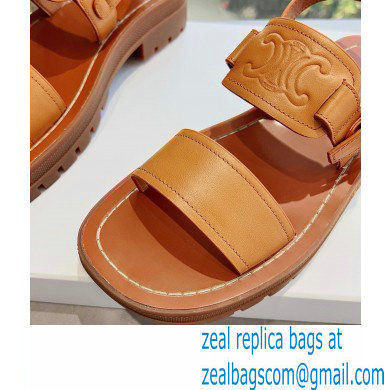 Celine CLEA TRIOMPHE Sandals In Calfskin Brown 2023 - Click Image to Close