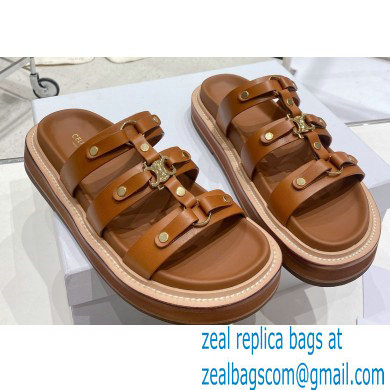 Celine Slides Tippi In Calfskin Brown 2023 - Click Image to Close