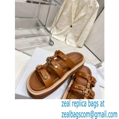 Celine Slides Tippi In Calfskin Brown 2023 - Click Image to Close