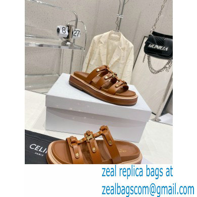 Celine Slides Tippi In Calfskin Brown 2023 - Click Image to Close