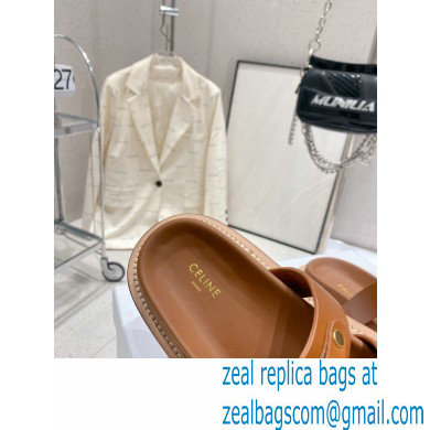 Celine Slides Tippi In Calfskin Brown 2023 - Click Image to Close