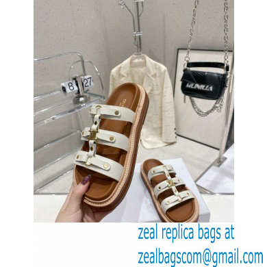 Celine Slides Tippi In Calfskin White 2023 - Click Image to Close