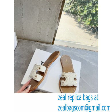 Celine TRIOMPHE Mules In Calfskin White 2023 - Click Image to Close