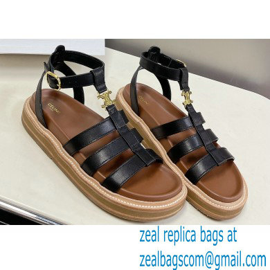 Celine TRIOMPHE Sandals In Calfskin Black 2023