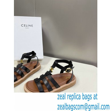 Celine TRIOMPHE Sandals In Calfskin Black 2023 - Click Image to Close