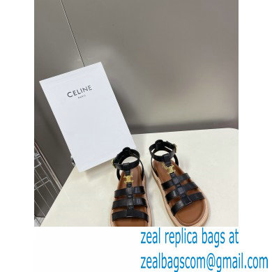 Celine TRIOMPHE Sandals In Calfskin Black 2023 - Click Image to Close