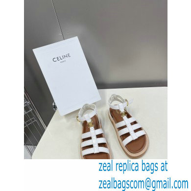 Celine TRIOMPHE Sandals In Calfskin White 2023 - Click Image to Close