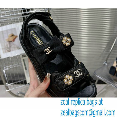 Chanel CC Logo Beach Sandals G40138 Black 2023