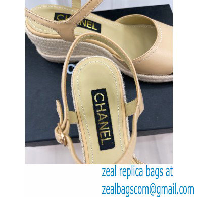 Chanel CC Logo Espadrilles Sandals Beige 2023