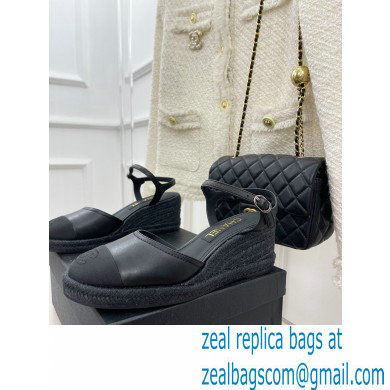 Chanel CC Logo Espadrilles Sandals Black 2023