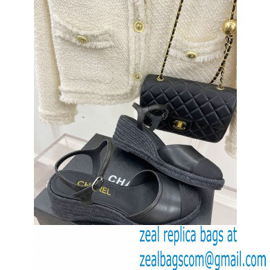 Chanel CC Logo Espadrilles Sandals Black 2023