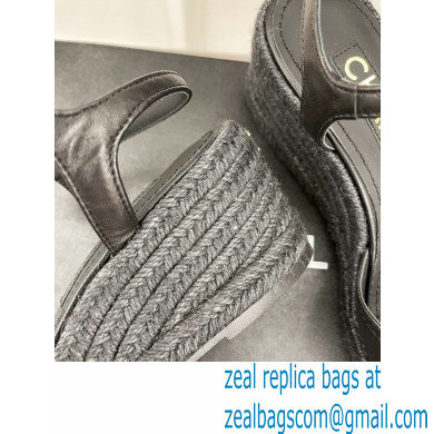 Chanel CC Logo Espadrilles Sandals Black 2023