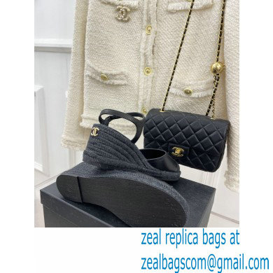 Chanel CC Logo Espadrilles Sandals Black 2023