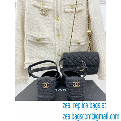 Chanel CC Logo Espadrilles Sandals Black 2023
