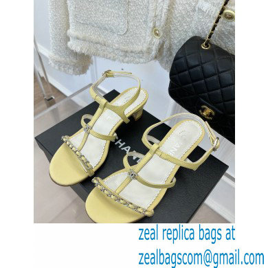 Chanel Chain Lambskin and Metal Sandals G39645 Light Yellow 2023