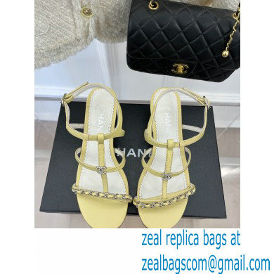 Chanel Chain Lambskin and Metal Sandals G39645 Light Yellow 2023