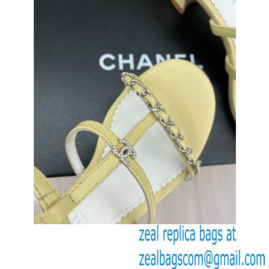 Chanel Chain Lambskin and Metal Sandals G39645 Light Yellow 2023