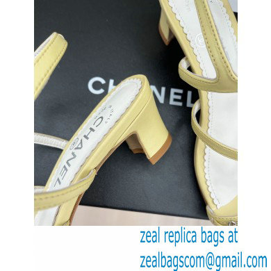 Chanel Chain Lambskin and Metal Sandals G39645 Light Yellow 2023