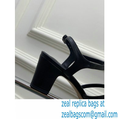 Chanel Heel 2cm Chain Lambskin Sandals G39645 Black 2023