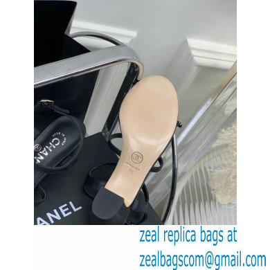 Chanel Heel 2cm Chain Lambskin Sandals G39645 Black 2023