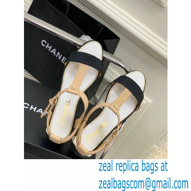 Chanel Heel 2cm Lambskin and Grosgrain Sandals G39022 Beige 2023