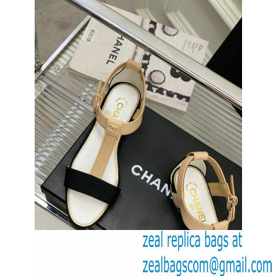Chanel Heel 2cm Lambskin and Grosgrain Sandals G39022 Beige 2023