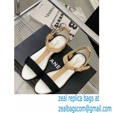 Chanel Heel 2cm Lambskin and Grosgrain Sandals G39022 Beige 2023