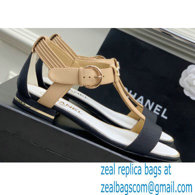 Chanel Heel 2cm Lambskin and Grosgrain Sandals G39022 Beige 2023