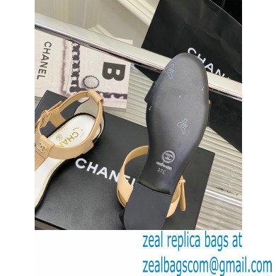 Chanel Heel 2cm Lambskin and Grosgrain Sandals G39022 Beige 2023