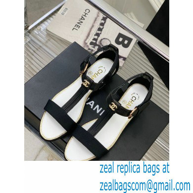 Chanel Heel 2cm Lambskin and Grosgrain Sandals G39022 Black 2023