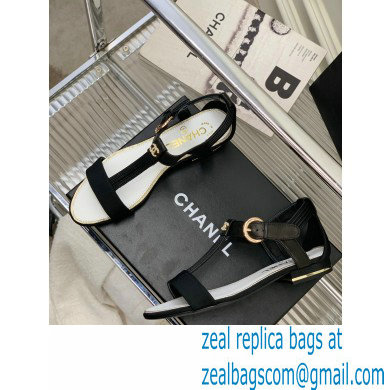 Chanel Heel 2cm Lambskin and Grosgrain Sandals G39022 Black 2023
