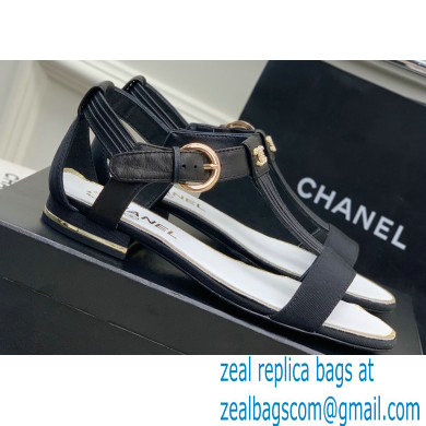 Chanel Heel 2cm Lambskin and Grosgrain Sandals G39022 Black 2023