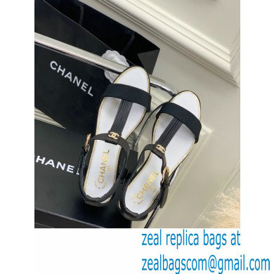 Chanel Heel 2cm Lambskin and Grosgrain Sandals G39022 Black 2023