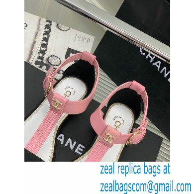 Chanel Heel 2cm Lambskin and Grosgrain Sandals G39022 Pink 2023