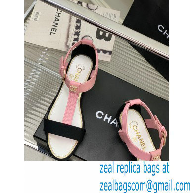 Chanel Heel 2cm Lambskin and Grosgrain Sandals G39022 Pink 2023