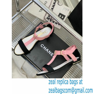 Chanel Heel 2cm Lambskin and Grosgrain Sandals G39022 Pink 2023