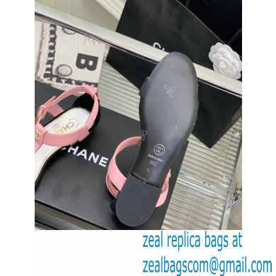 Chanel Heel 2cm Lambskin and Grosgrain Sandals G39022 Pink 2023