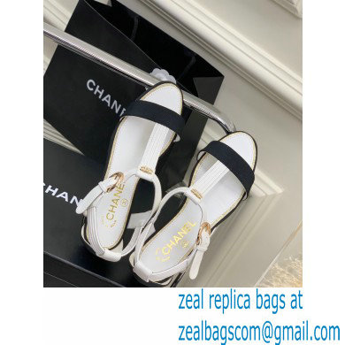 Chanel Heel 2cm Lambskin and Grosgrain Sandals G39022 White 2023