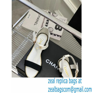 Chanel Heel 2cm Lambskin and Grosgrain Sandals G39022 White 2023