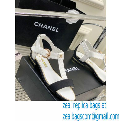 Chanel Heel 2cm Lambskin and Grosgrain Sandals G39022 White 2023
