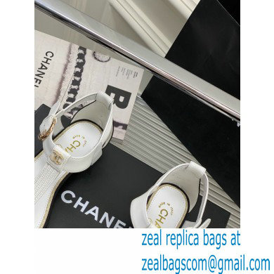 Chanel Heel 2cm Lambskin and Grosgrain Sandals G39022 White 2023