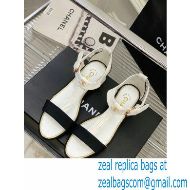 Chanel Heel 2cm Lambskin and Grosgrain Sandals G39022 White 2023
