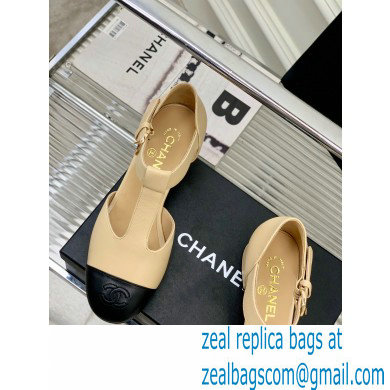 Chanel Heel 2cm Leather Round Toe Mary Janes Beige 2023