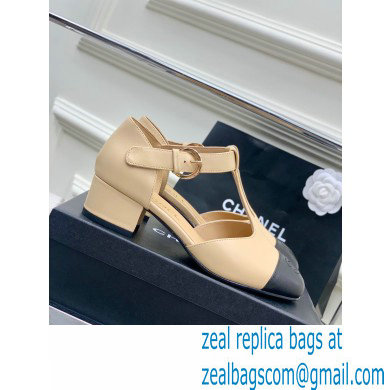 Chanel Heel 2cm Leather Round Toe Mary Janes Beige 2023