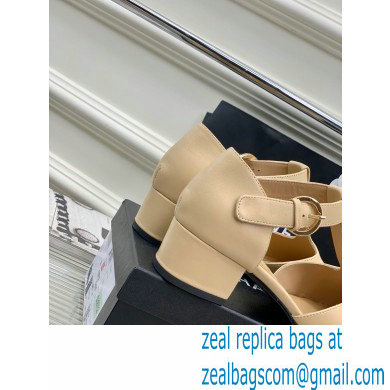 Chanel Heel 2cm Leather Round Toe Mary Janes Beige 2023