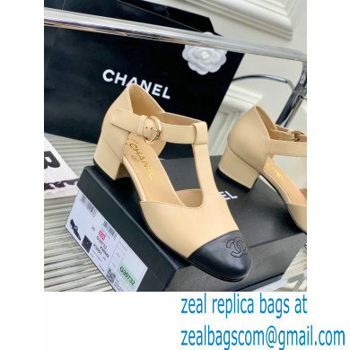 Chanel Heel 2cm Leather Round Toe Mary Janes Beige 2023