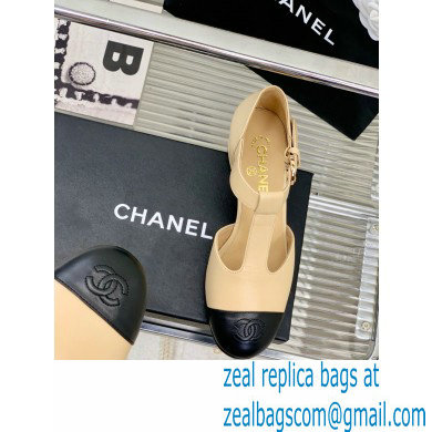 Chanel Heel 2cm Leather Round Toe Mary Janes Beige 2023
